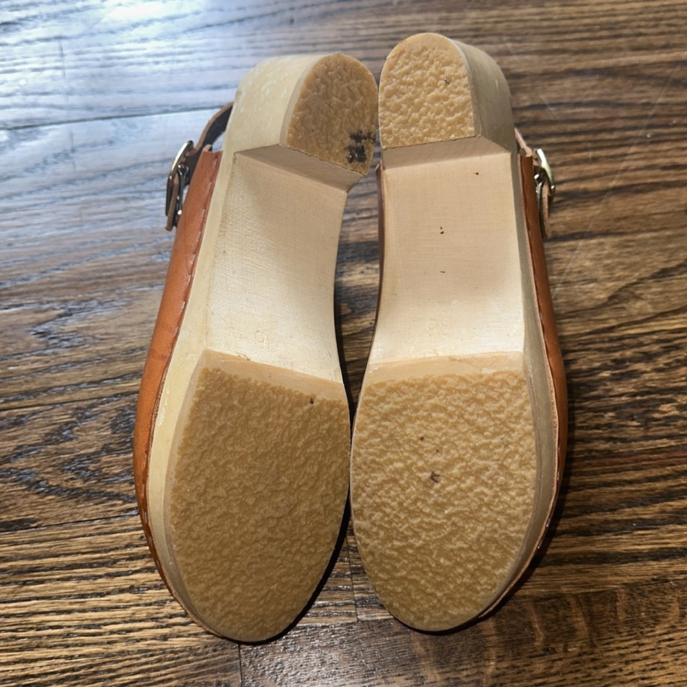 Classic Bryr Suzie Whisky Leather Clogs low heel 36 6.5 As is - Picture 8 of 11